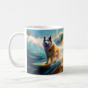 Alaskan Malamute Beach Surfmalerei Kaffeetasse
