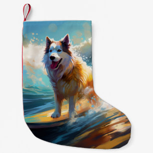 Alaskan Malamute Beach Surfmalerei Kleiner Weihnachtsstrumpf