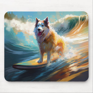 Alaskan Malamute Beach Surfmalerei Mousepad