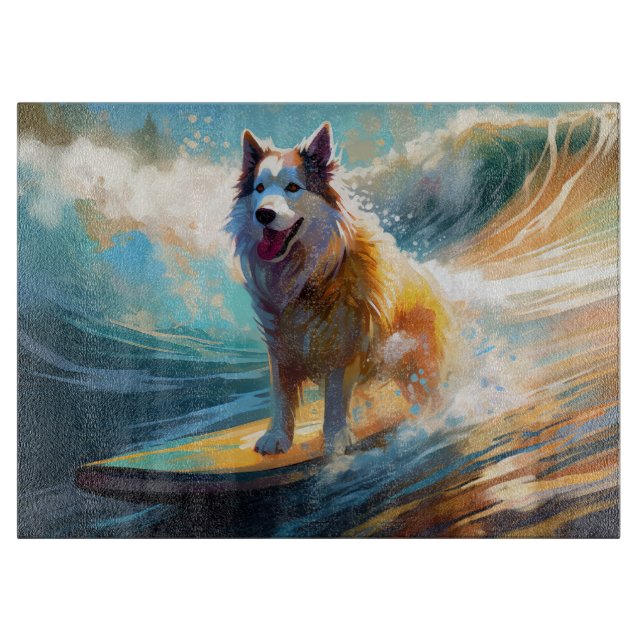 Alaskan Malamute Beach Surfmalerei Schneidebrett (Vorderseite)