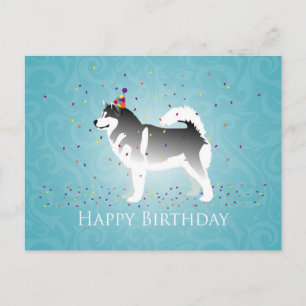 Alaskan Malamute Birthday Design Postkarte