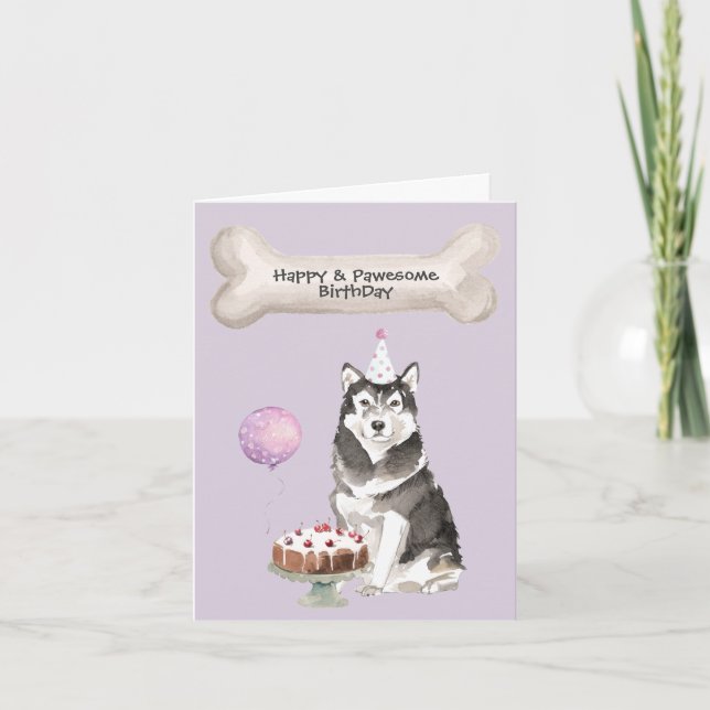 Alaskan Malamute Birthday Feiertagskarte (Vorderseite)