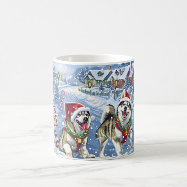 Alaskan Malamute Christmas Kaffeetasse (Mittel)