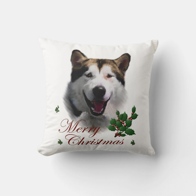Alaskan Malamute Christmas Kissen (Vorderseite)