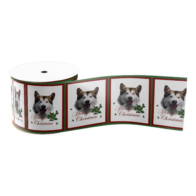 Alaskan Malamute Christmas Merry Ripsband (Spule)