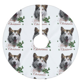 Alaskan Malamute Christmas Polyester Weihnachtsbaumdecke