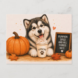 Alaskan Malamute Cozy Pumpkin Spice Puppaccino Postkarte