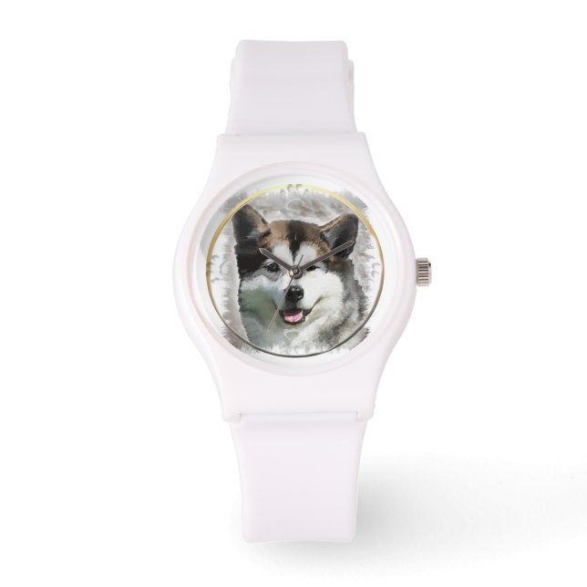Alaskan Malamute Dog Art Armbanduhr (Vorderseite)