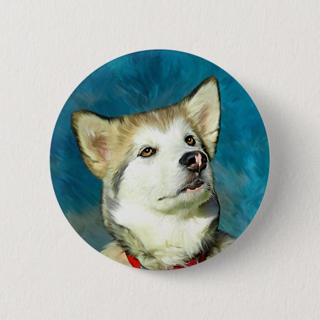 Alaskan Malamute Dog Art Button (Vorderseite)