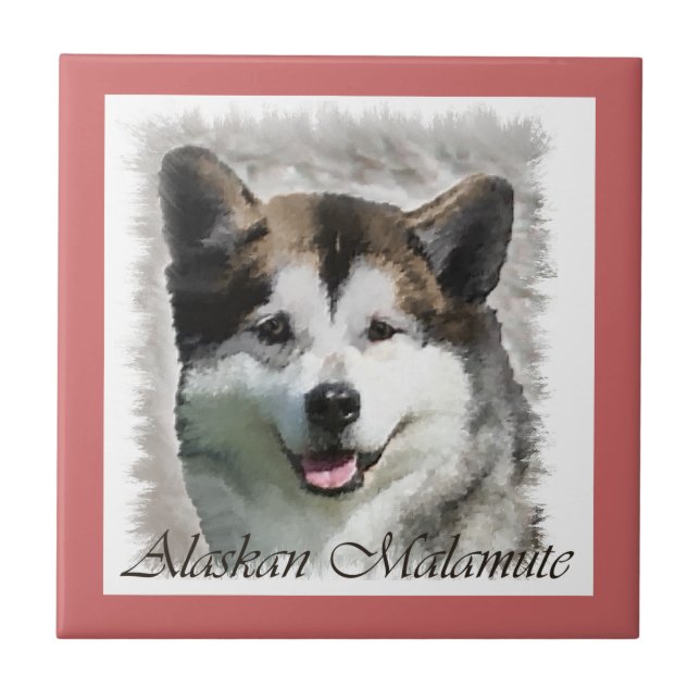 Alaskan Malamute Dog Art Fliese (Vorderseite)