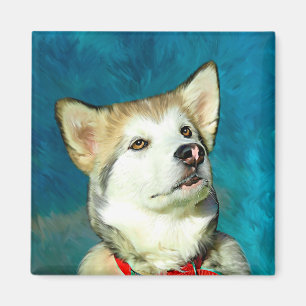 Alaskan Malamute Dog Art Magnet
