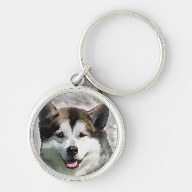 Alaskan Malamute Dog Art Schlüsselanhänger (Vorne)