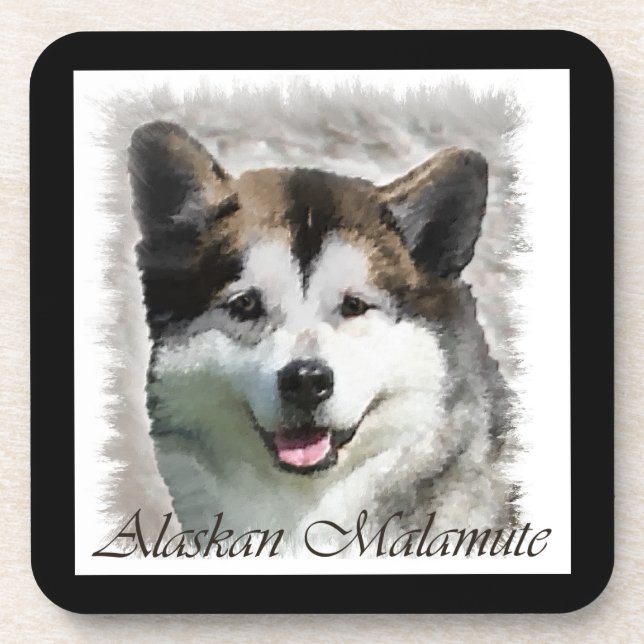 Alaskan Malamute Dog Art Untersetzer (Vorderseite)