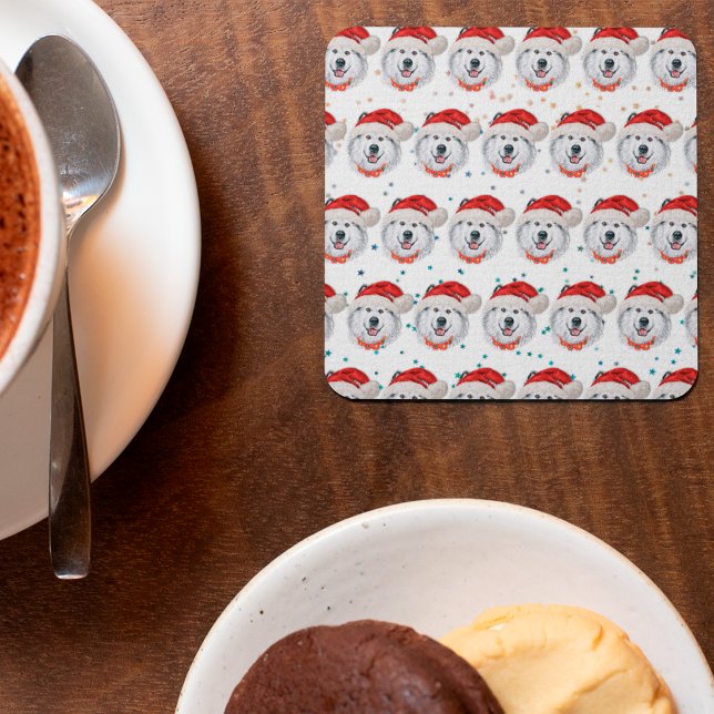 Alaskan Malamute Dog Breed Christmas Stars Rechteckiger Pappuntersetzer (Von Creator hochgeladen)