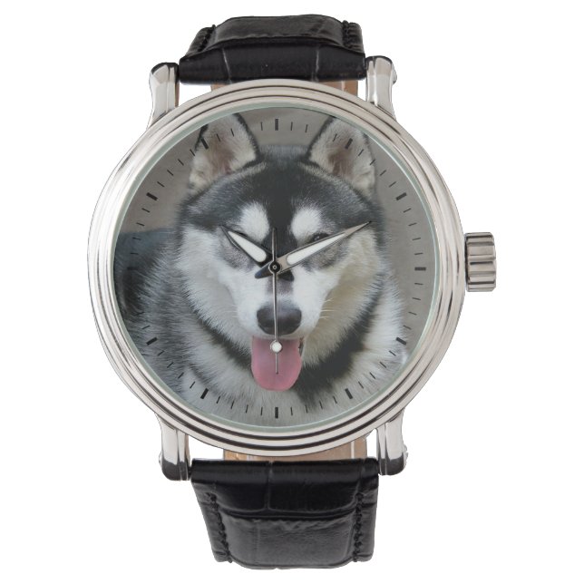 Alaskan Malamute Dog Foto Armbanduhr (Vorderseite)