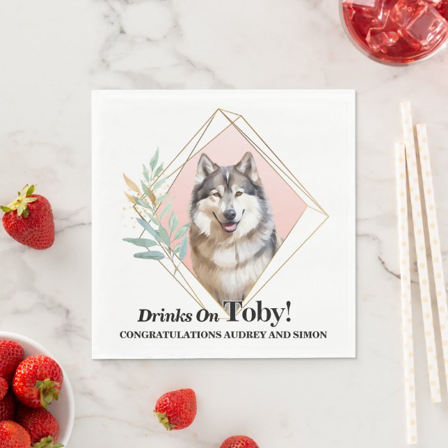 Alaskan Malamute Dog Foto Wedding Serviette (Beispiel)