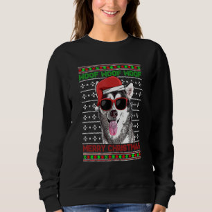Alaskan Malamute Dog Funny Woof Frohe Weihnachten Sweatshirt