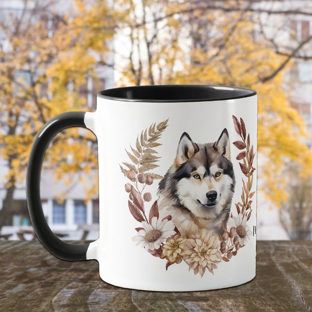 Alaskan Malamute Dog Herbstkranz Tasse (Von Creator hochgeladen)