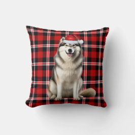 Alaskan Malamute Dog Karierter Weihnachtsurlaub Kissen