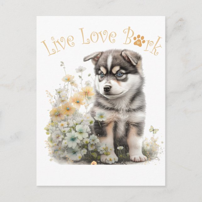Alaskan Malamute Dog Mama Floral Postkarte (Vorderseite)