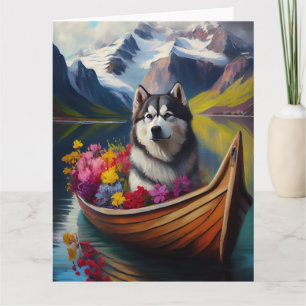 Alaskan Malamute Dog on Paddle: Ein Landschaftlich Karte