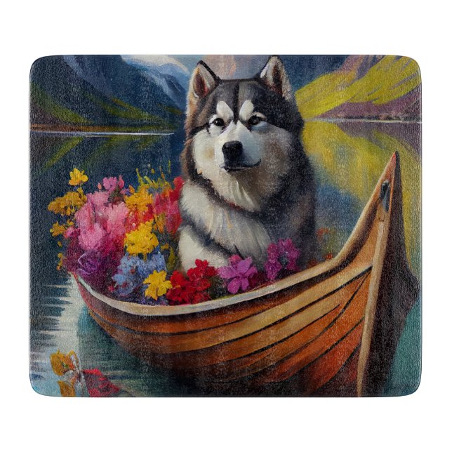 Alaskan Malamute Dog on Paddle: Ein Landschaftlich Schneidebrett (Vorderseite)