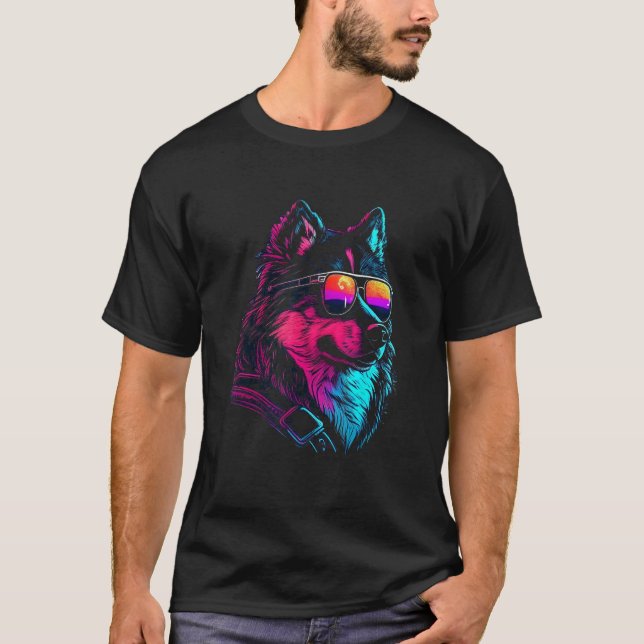 Alaskan Malamute Dog owner Vaporwave Notorious DJ T-Shirt (Vorderseite)