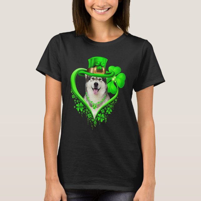 Alaskan Malamute Dog St Patricks Day Lover Irish S T-Shirt (Vorderseite)