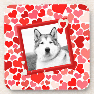 Alaskan Malamute Dog Valentines Herz Getränkeuntersetzer