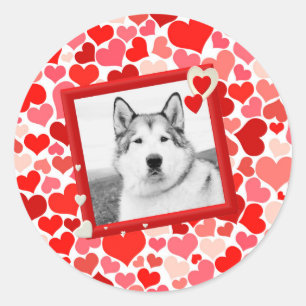 Alaskan Malamute Dog Valentines Herz Runder Aufkleber
