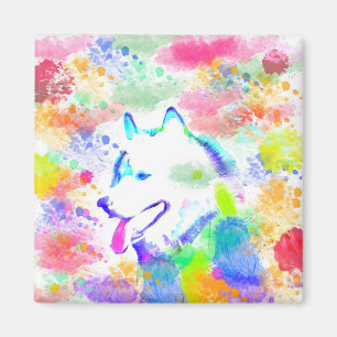 Alaskan Malamute Dog Watercolor Kunst, Dichtung un Magnet
