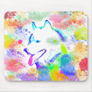 Alaskan Malamute Dog Watercolor Kunst, Dichtung un Mousepad