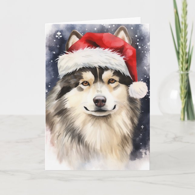 Alaskan Malamute Dog Weihnachtsfeiertag Dankeskarte (Vorderseite)