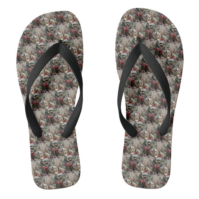 Alaskan Malamute Dog Weihnachtsfest Flip Flops (Fußbett)