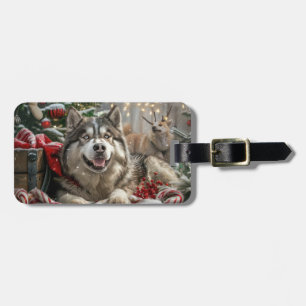 Alaskan Malamute Dog Weihnachtsfest Gepäckanhänger