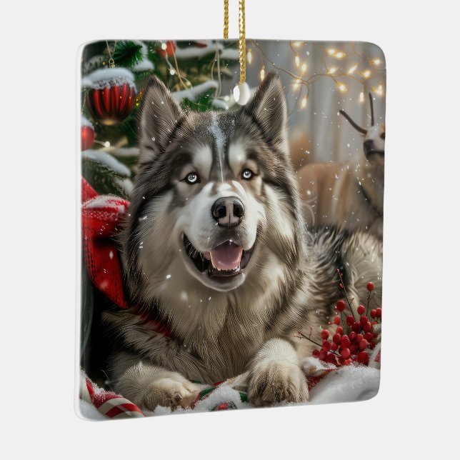 Alaskan Malamute Dog Weihnachtsfest Keramikornament (Rechts)