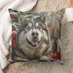 Alaskan Malamute Dog Weihnachtsfest Kissen