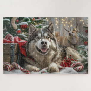 Alaskan Malamute Dog Weihnachtsfest Puzzle