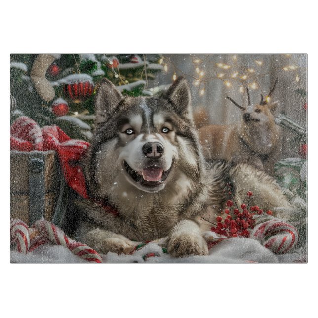 Alaskan Malamute Dog Weihnachtsfest Schneidebrett (Vorderseite)