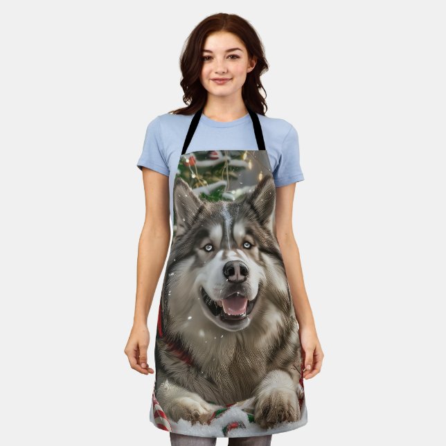 Alaskan Malamute Dog Weihnachtsfest Schürze (Getragen)