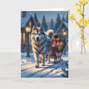 Alaskan Malamute Dog Weihnachtsgrüßen Karte