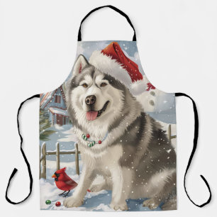Alaskan Malamute Dog Winter Wunderland Weihnachten Schürze