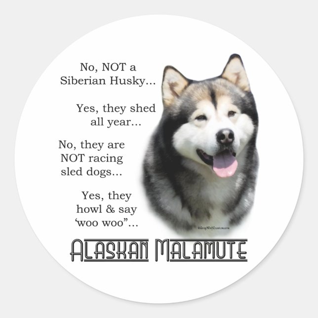 Alaskan Malamute FAQ Sticker (Vorderseite)