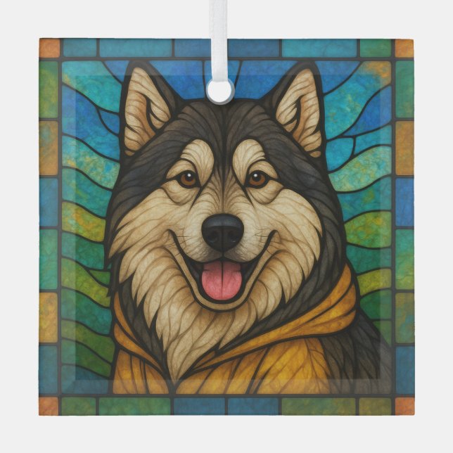 Alaskan Malamute "Festes Glas" Ornament Aus Glas (Vorderseite)