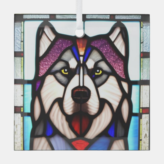 Alaskan Malamute "Festes Glas" Ornament Aus Glas (Vorderseite)