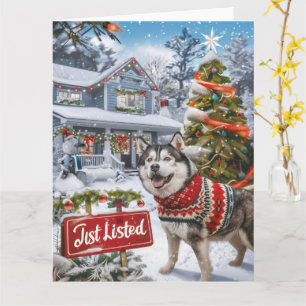 Alaskan Malamute Festive Spaß Realtor Weihnachten Karte