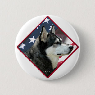 Alaskan Malamute Flag 2 Button