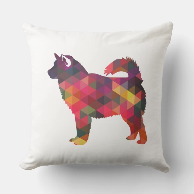 Alaskan Malamute Geometric Pattern Silhouette Kissen (Vorderseite)