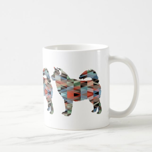 Alaskan Malamute Geometric Pattern Silhouette Tasse (Rechts)