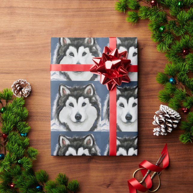 Alaskan Malamute Geschenkpapier (Feiertagsgeschenk)